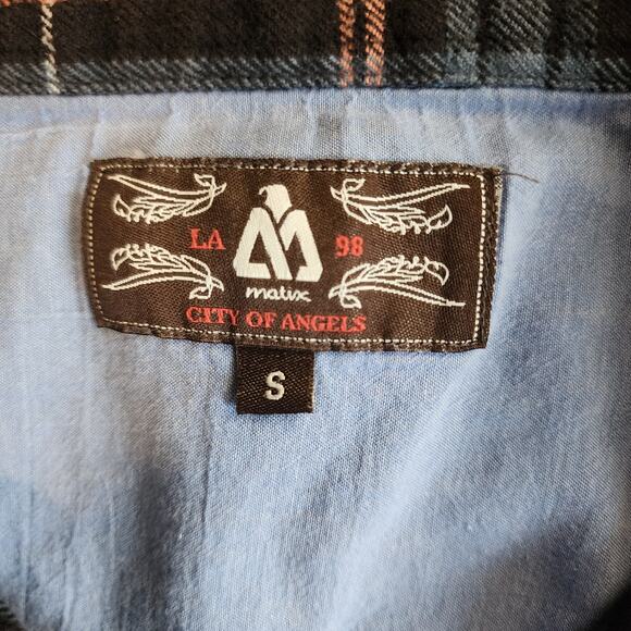 Matix  Flannel Shirt Men's S, Black Multicolor, Front Stash Pocket - Picture 4 of 9